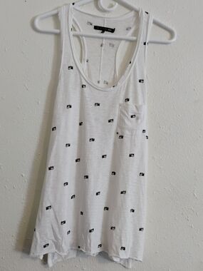 rag & bone White Tank Top Racer Back with Classic Camera Print